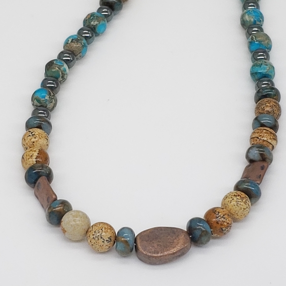 Boho 💥 Agates, Blue Jasper, Hematite Necklace - Picture 3 of 10